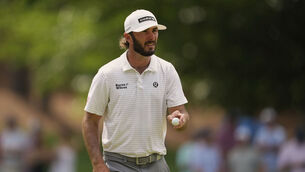 <p>Max Homa waves after making a putt on the sixth hole during the second round of the PGA Championship. Pic: AP Photo/Matt York</p>