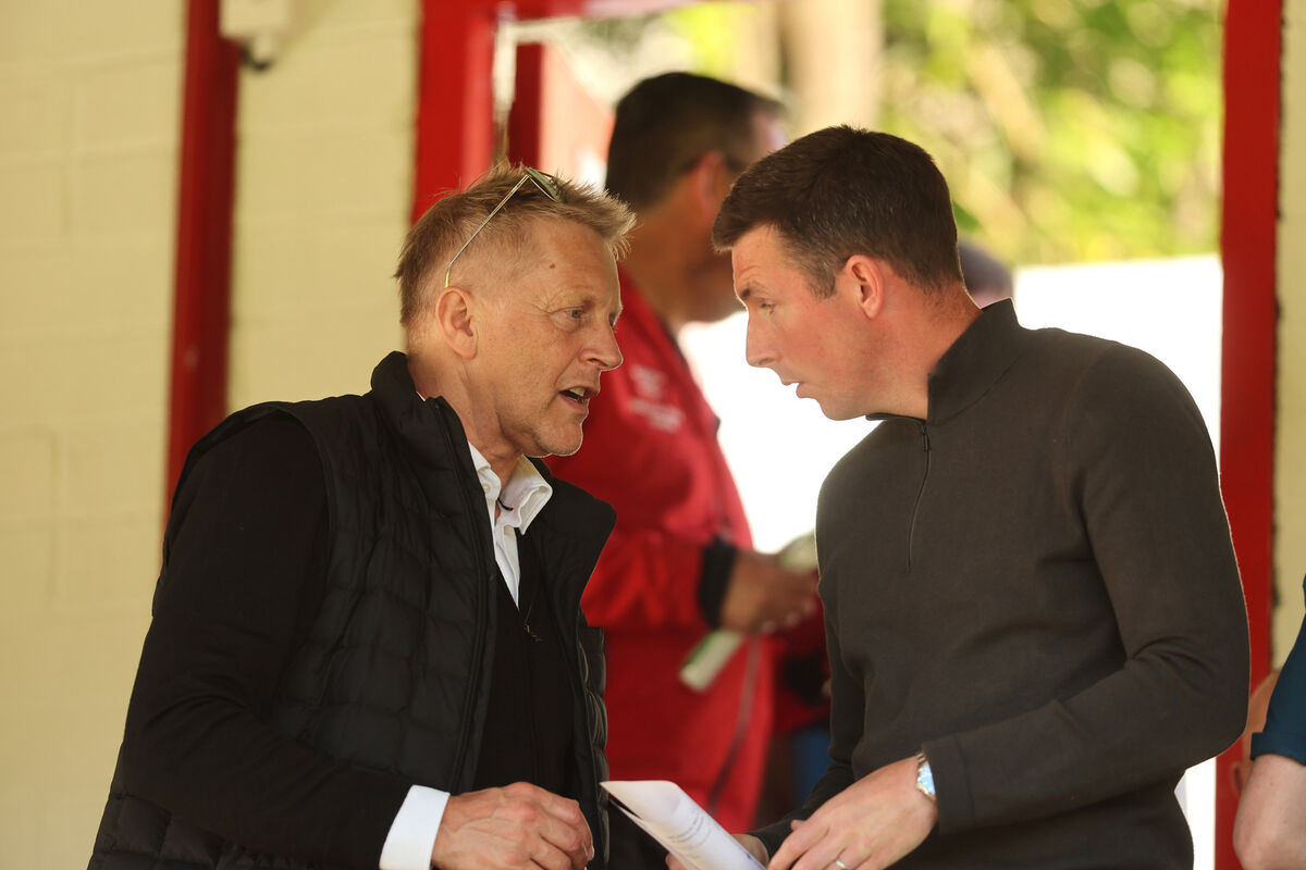 Reublic of Ireland manager Heimir Hallgrímsson and new Cork City manager Gerard Nash ahead of the game. Pic: ©INPHO/Bryan Keane.