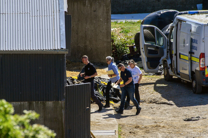 Forensic Anthropologist Laureen Buckley and State Pathologist Sallyann Collis (on the right) heading into the cattle shed on the famr of missing farmer Michael Gaine at Carrig East Kenmare, Co Kerry. Picture: Dan Linehan Forensic Anthropologist Laureen Buckley and State Pathologist Sallyann Collis (on the right) heading into the cattle shed on the famr of missing farmer Michael Gaine at Carrig East Kenmare, Co Kerry. Picture: Dan Linehan