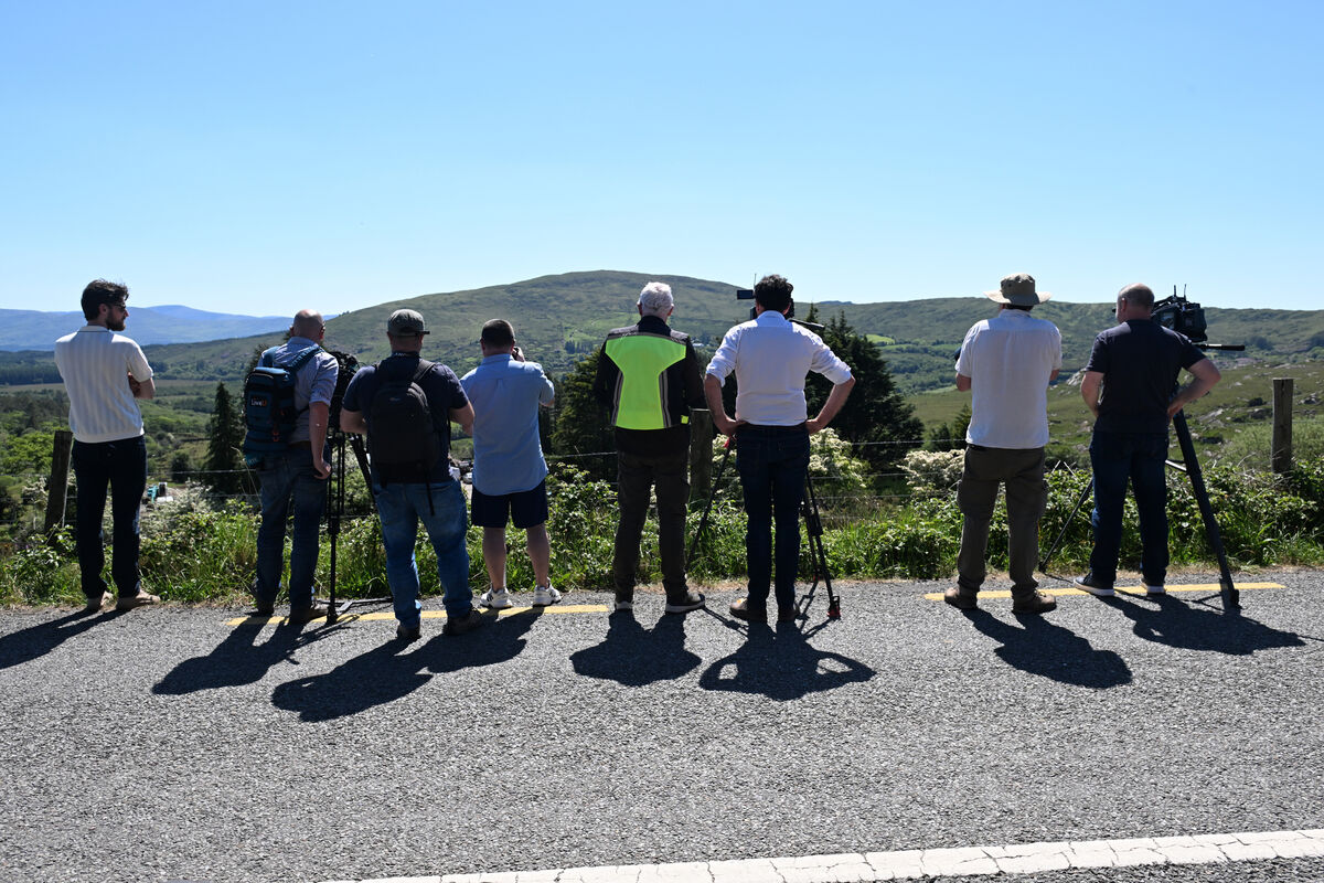  Media on the road covering the missing Kerry farmer Michael Gaine as Gardaí continue to investigate his homicide and disappearance at Carrig East, Kenmare, Co Kerry. Picture Dan Linehan
