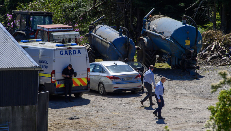 A Garda drone operator from Technical Bureau taking pictures on the farm of missing Kerry farmer Michael Gaine as they continue to investigate his homicide and disappearance at Carrig East, Kenmare, Co Kerry. Picture: Dan Linehan A Garda drone operator from Technical Bureau taking pictures on the farm of missing Kerry farmer Michael Gaine as they continue to investigate his homicide and disappearance at Carrig East, Kenmare, Co Kerry. Picture: Dan Linehan