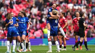 <p>Chelsea beat Manchester United in the FA Cup final to clinch the treble (John Walton/PA)</p>