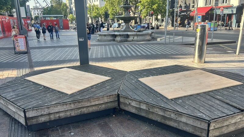 Just the platforms remain of the robot trees which have been removed from Cork City. Picture: Larry Cummins 