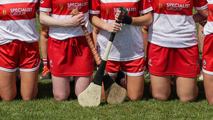 <p>FASHION CRISIS: Players from the Derry team wearing a variety of shorts and skorts ahead of the Ulster Senior Championship Camogie Final. Pic: Laszlo Geczo/Inpho</p>