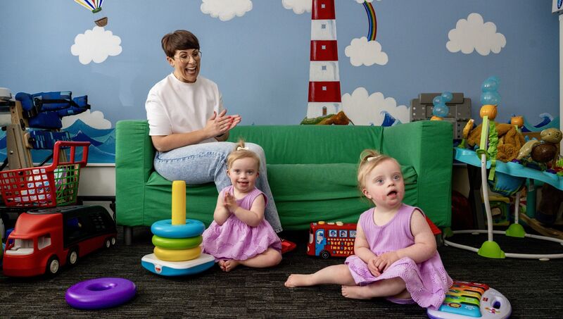Danielle Hayes with her identical twin daughters, Sophia and Chloe, at the Down Syndrome Centre in Cork. Picture: Chani Anderson Danielle Hayes with her identical twin daughters, Sophia and Chloe, at the Down Syndrome Centre in Cork. Picture: Chani Anderson