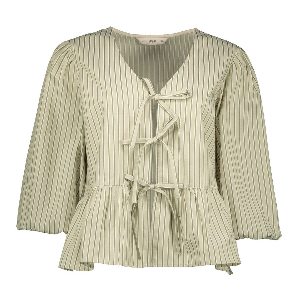 F&amp;F sage stripe bow tie top, Tesco, €23