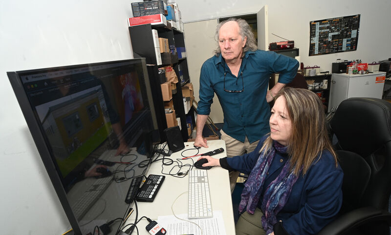 Emma Bowell and Eddie Noonan of Cork Community Television in their editing suite. Picture: Larry Cummins