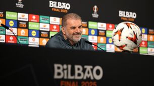 <p>G'DAY MATE: Ange Postecoglou feels his work at Tottenham is far from finished (Alex Pantling/UEFA Handout/PA)</p>