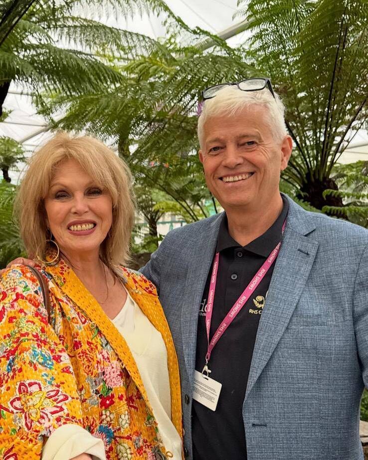 Billy Alexander with Joanna Lumley at the famous flower show. Picture: Kells Bay House and Gardens