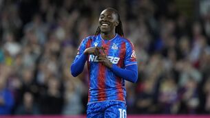 <p>EZE DOES IT: Eberechi Eze celebrates scoring Palace’s fourth goal (Jordan Pettitt/PA).</p>