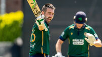Andrew Balbirnie celebrates scoring a test century 21/5/2025