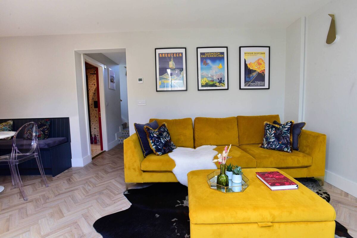 Tapered legs, slim arms, and a bright colour make great use of a small space, says Jennifer Sheahan. Pictured is her Baltimore sofa from Finline Furniture. Picture: Moya Nolan