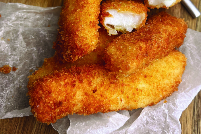 Cod goujons with lemon mayo dip