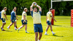 <p>FIT AGAIN: Munster's Diarmuid Barron at squad training in UL. Pic: Morgan Treacy, Inpho</p>
