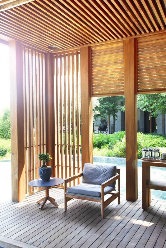 Vented sides added to a bioclimatic pergola-style building increase its level of protection from sun and wind. File picture