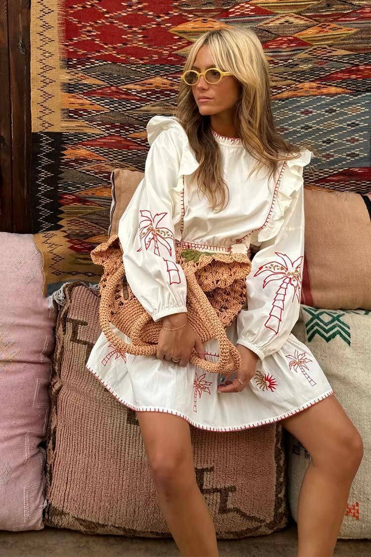 Cream And Red Pollenca Mini Dress, Never Fully Dressed, €185