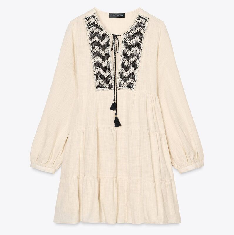 Embroidered panel dress, Zara, €45.95 Embroidered panel dress, Zara, €45.95