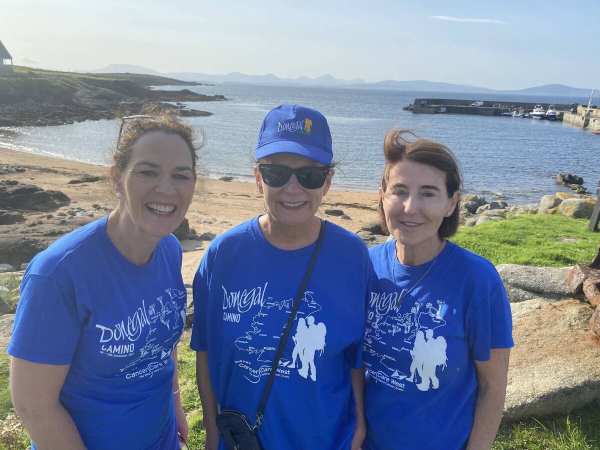 Noreen Darcy, Deirdre McGlone and Peggy Stringer on the Donegal Camino, 2023 Noreen Darcy, Deirdre McGlone and Peggy Stringer on the Donegal Camino, 2023