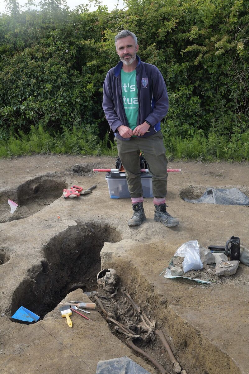 Glenn Gibney, an osteoarchaeologist from Archaeological Consultancy Services Unit, working on a dig near Dublin. Osteoarchaeology focuses on the study of human skeletal remains recovered from archaeological sites. Photo: Moya Nolan