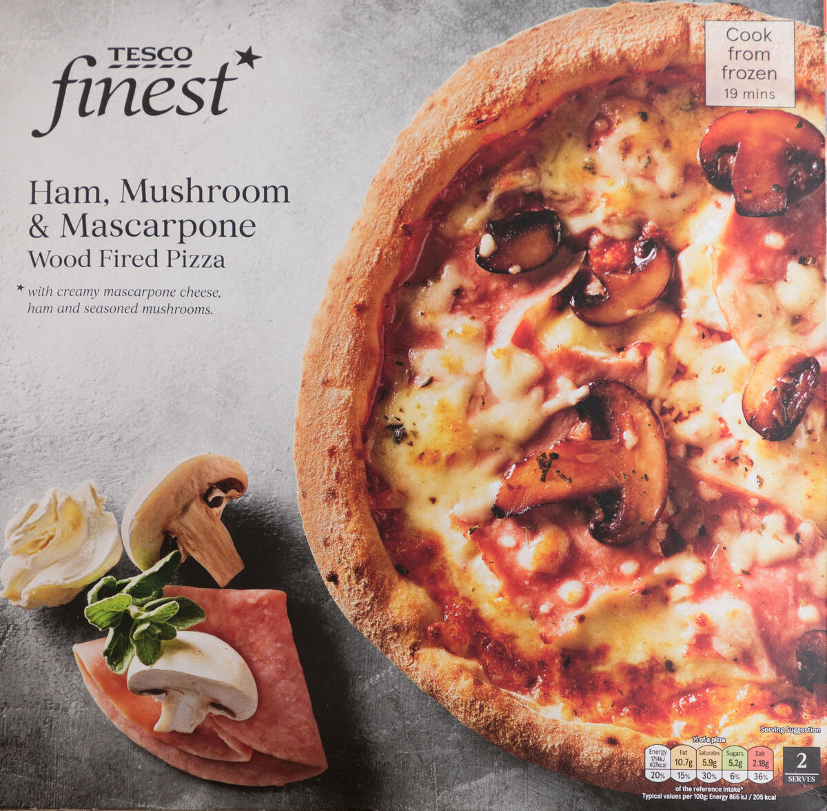 Tesco Finest, Ham, Mushroom &amp; mascarpone Wood Fired Pizza. - Picture: David Creedon