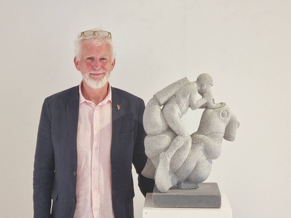 Michael Quane with one of his pieces at the Lavit. 