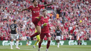<p>BIG CONTRIBUTION: Luis Diaz, front, is coming off a productive campaign for Liverpool of 13 goals and five assists. 	Picture: Jon Super/AP</p>