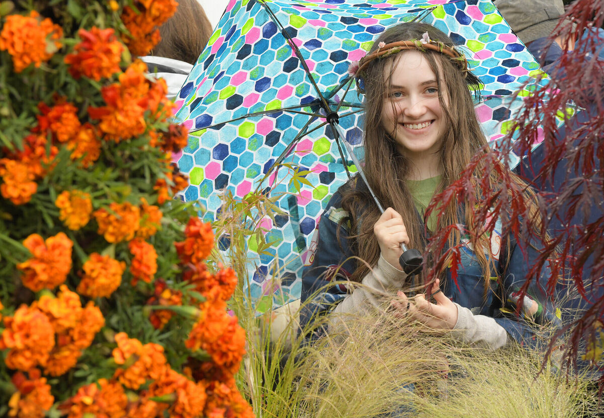 Maisie Carton, aged 15, from Dundrum, was prepared for moody weather in the Phoenix Park. Picture: Moya Nolan