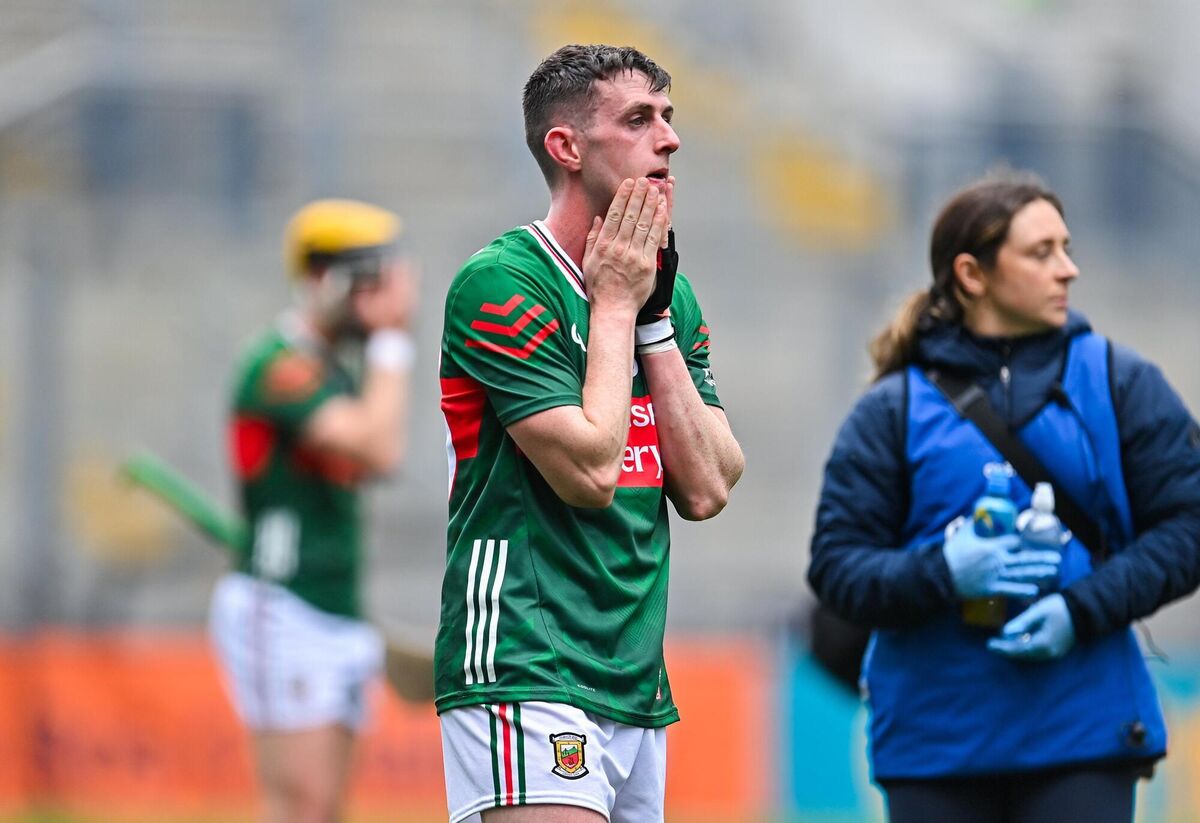Jason Coyne of Mayo looking dejected after his side's defeat. Picture: Stephen Marken/Sportsfile Jason Coyne of Mayo looking dejected after his side's defeat. Picture: Stephen Marken/Sportsfile