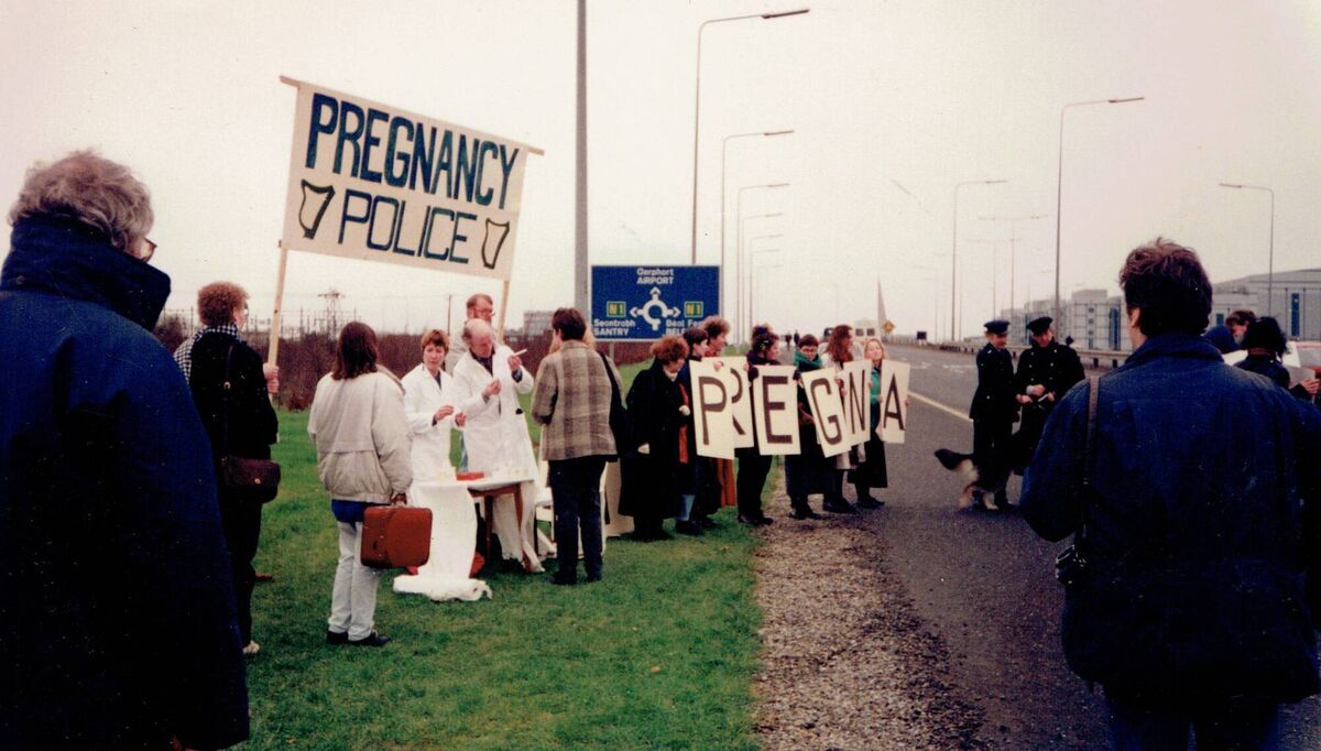 Irishwomen United picketed at Dublin Airport picket over the X Case. Picture: Evelyn Conlon