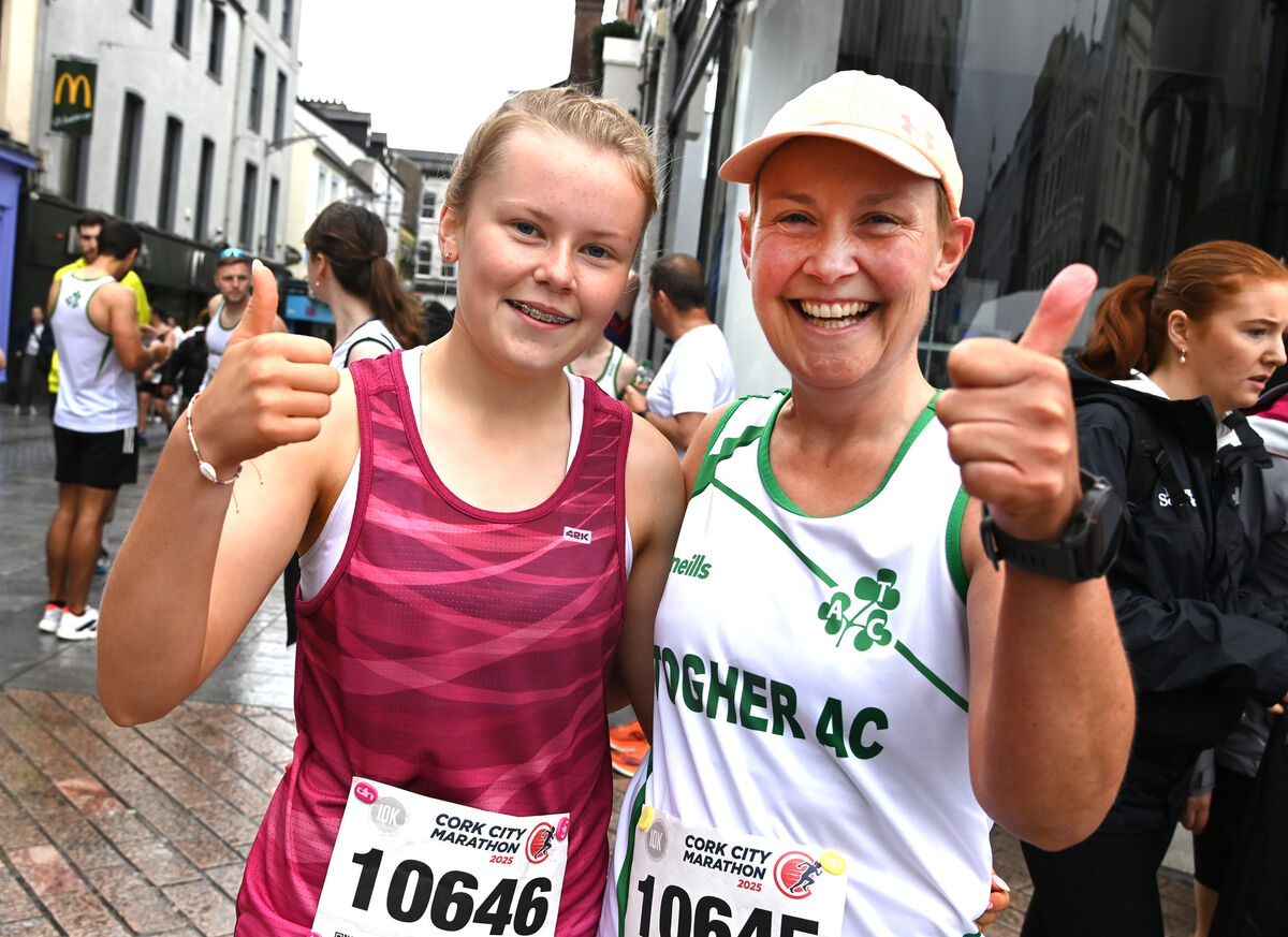 Mary and Amy Noona from Frankfield taking part in the Cork City Marathon 2025. Picture: Eddie O'Hare