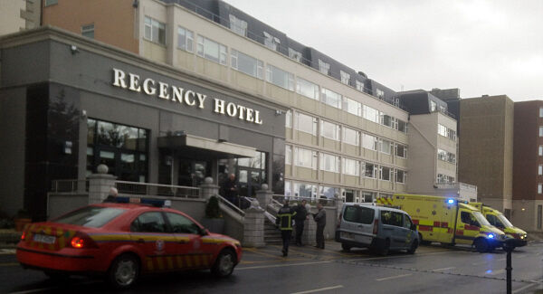 Emergency services outside the Regency Hotel in Dublin. Picture: PA Emergency services outside the Regency Hotel in Dublin. Picture: PA