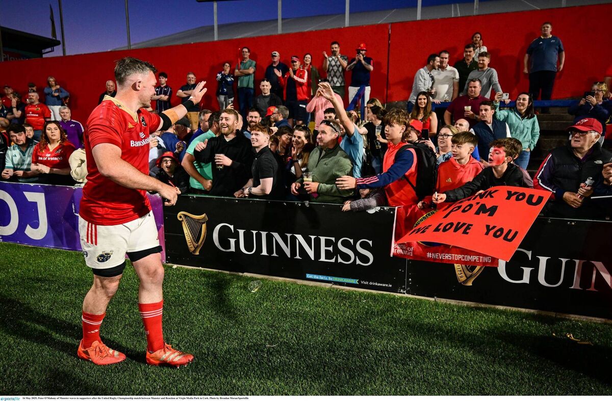 SIGNING OFF: Peter O'Mahony of Munster waves to supporters at Virgin Media Park in Cork. Pic: Brendan Moran/Sportsfile SIGNING OFF: Peter O'Mahony of Munster waves to supporters at Virgin Media Park in Cork. Pic: Brendan Moran/Sportsfile
