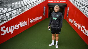 <p>HOME BY THE LEE: Head coach Carla Ward before a Republic of Ireland women's media conference at Páirc Uí Chaoimh in Cork. Pic: Stephen McCarthy/Sportsfile</p>