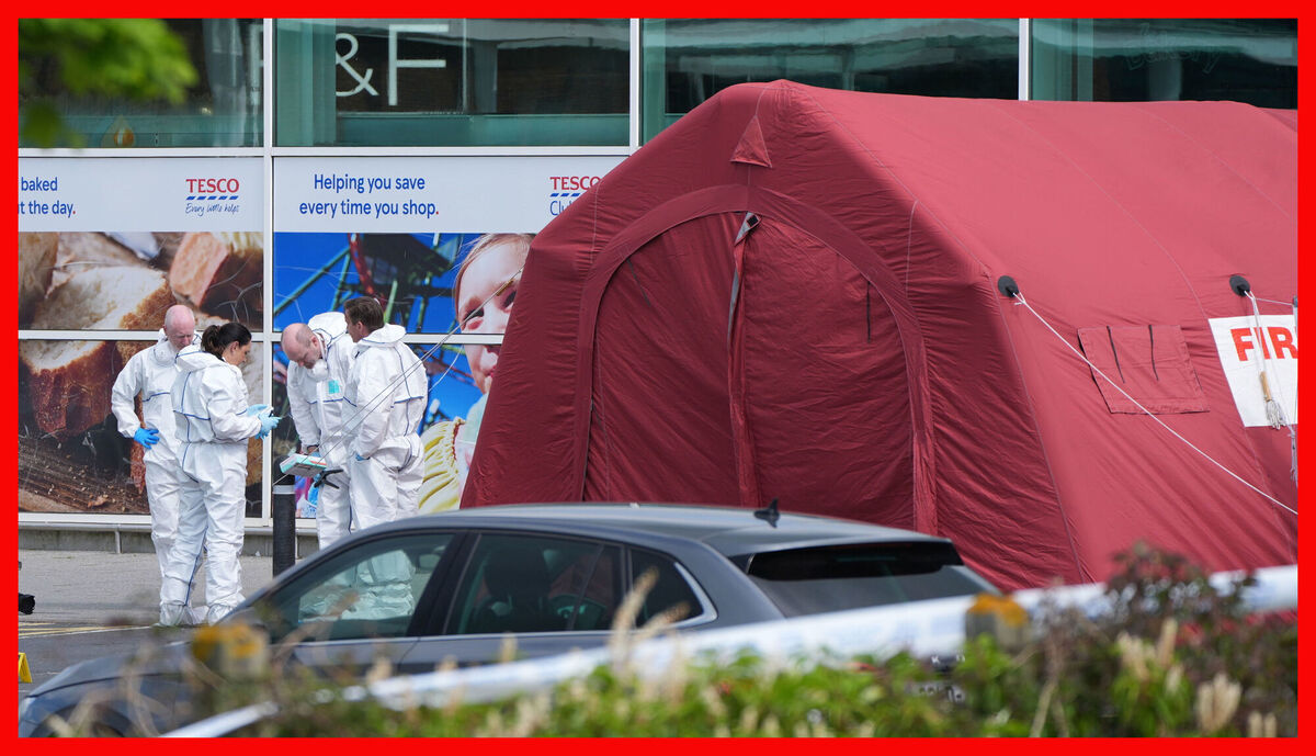 Forensic investigators at Fairgreen Shopping Centre, Carlow, where a man died following a shooting incident on Sunday evening. Picture: Niall Carson/PA Wire