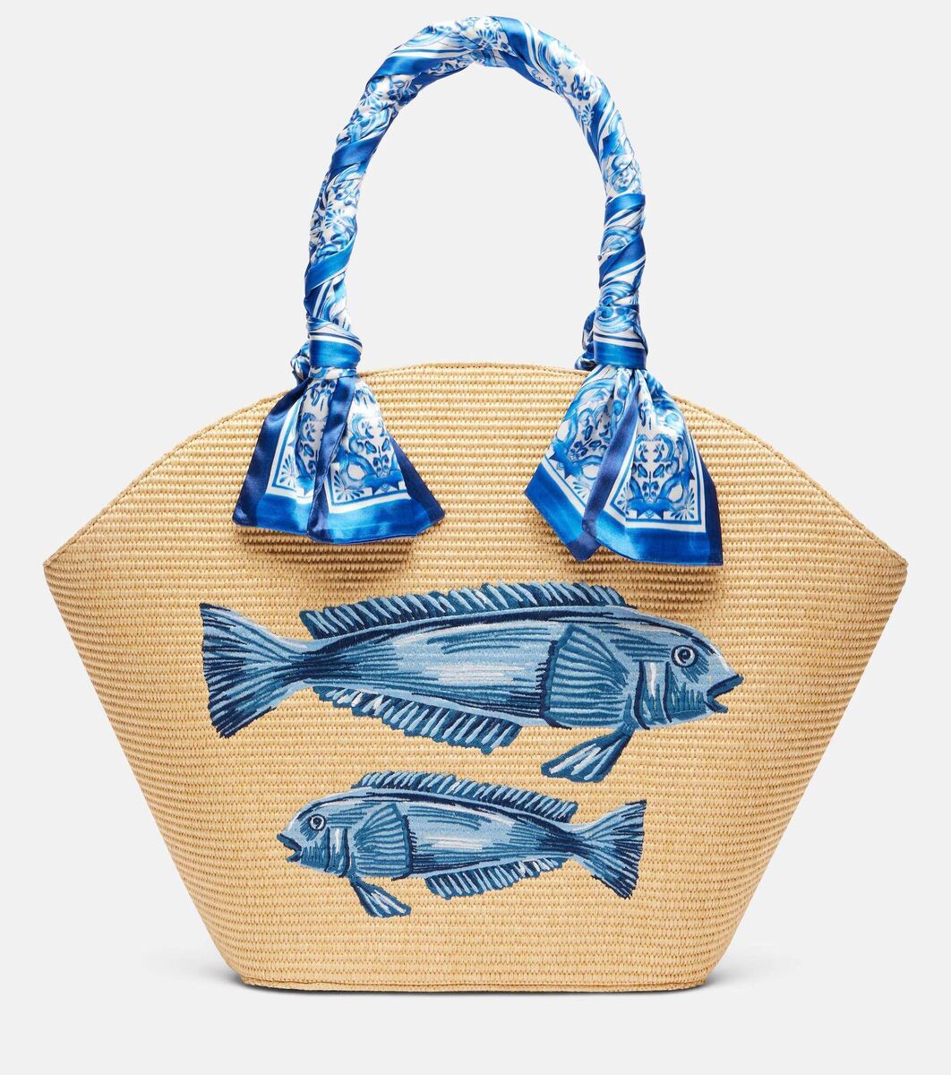 Farm Rio scarf-detail printed basket bag, MyTheresa, €275 Farm Rio scarf-detail printed basket bag, MyTheresa, €275