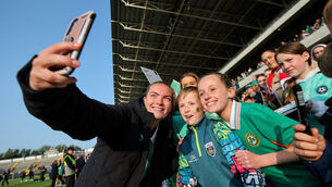 <p>SPECIAL: Ireland's Saoirse Noonan with fans after the game. Pic: ©INPHO/Ryan Byrne</p>