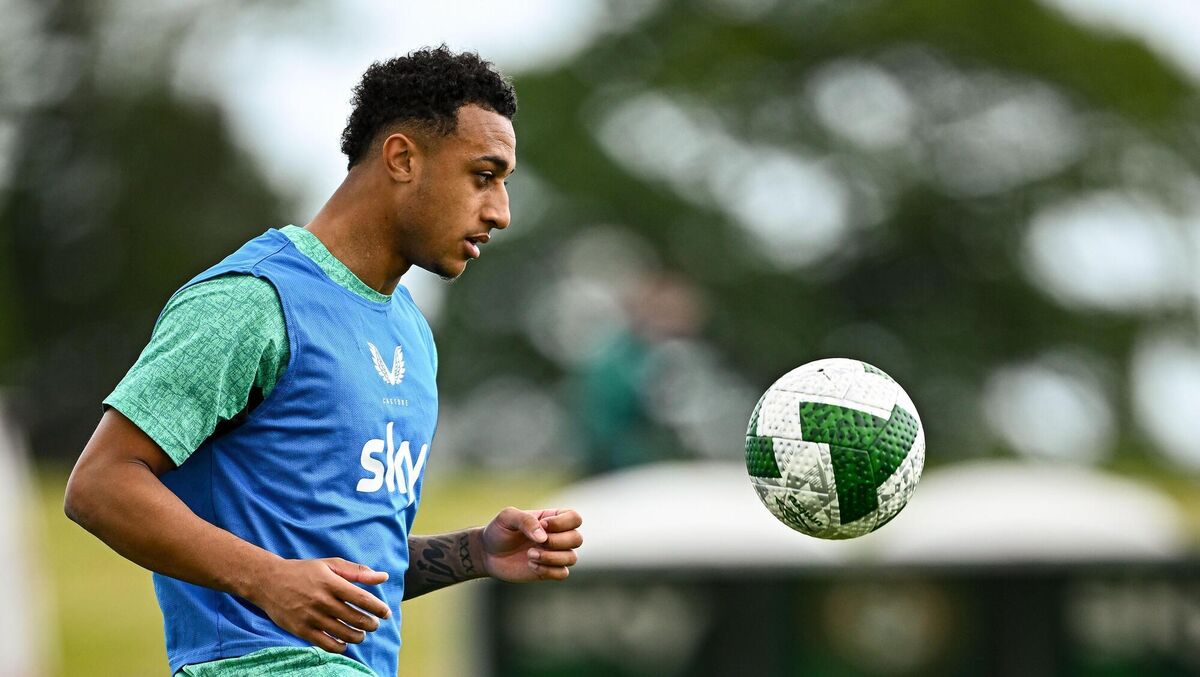 Adam Idah during a Republic of Ireland training session. Pic: Seb Daly/Sportsfile Adam Idah during a Republic of Ireland training session. Pic: Seb Daly/Sportsfile