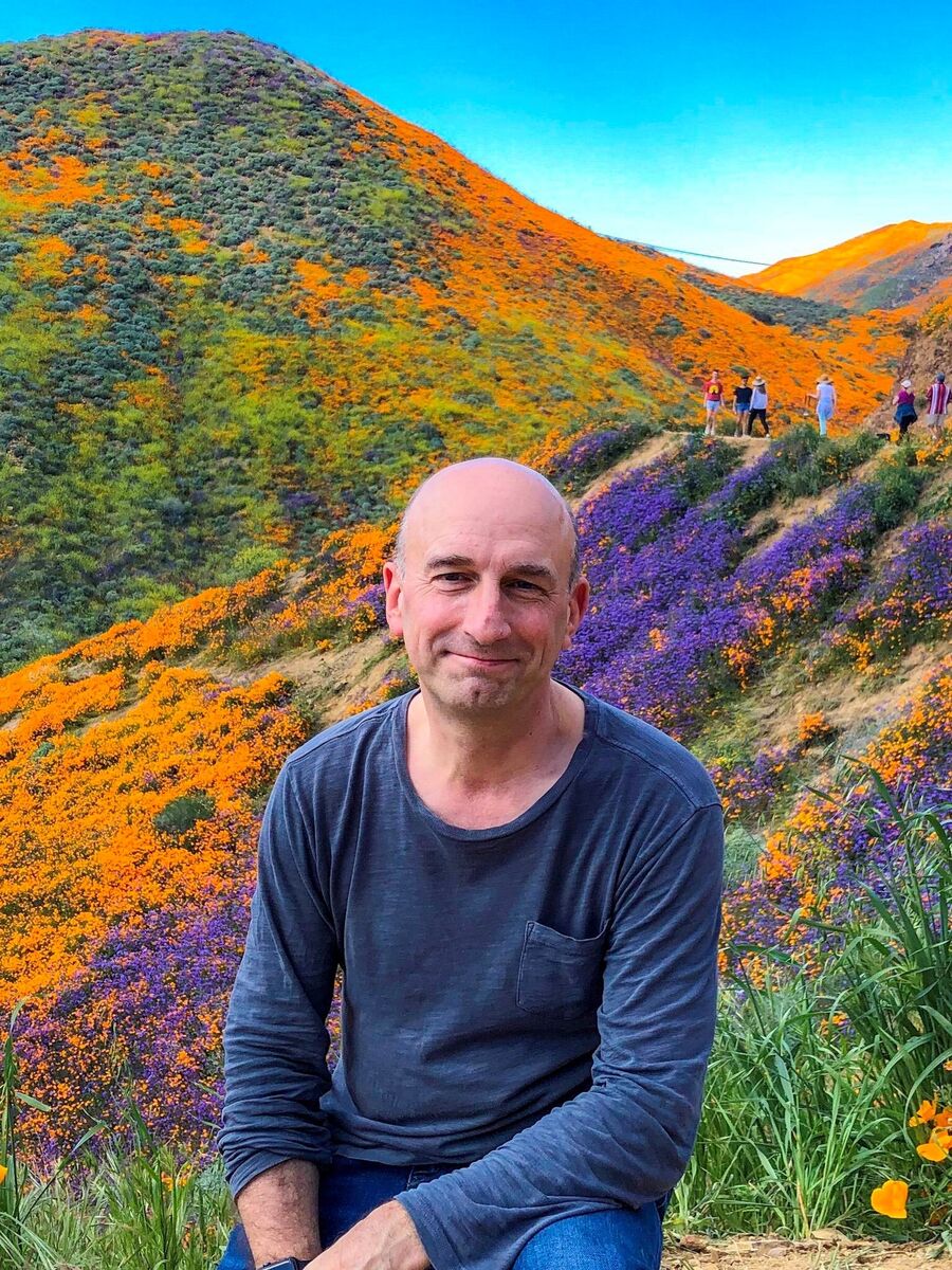 Nigel Dunnett amongst the Californian poppy superbloom in the mountains of California