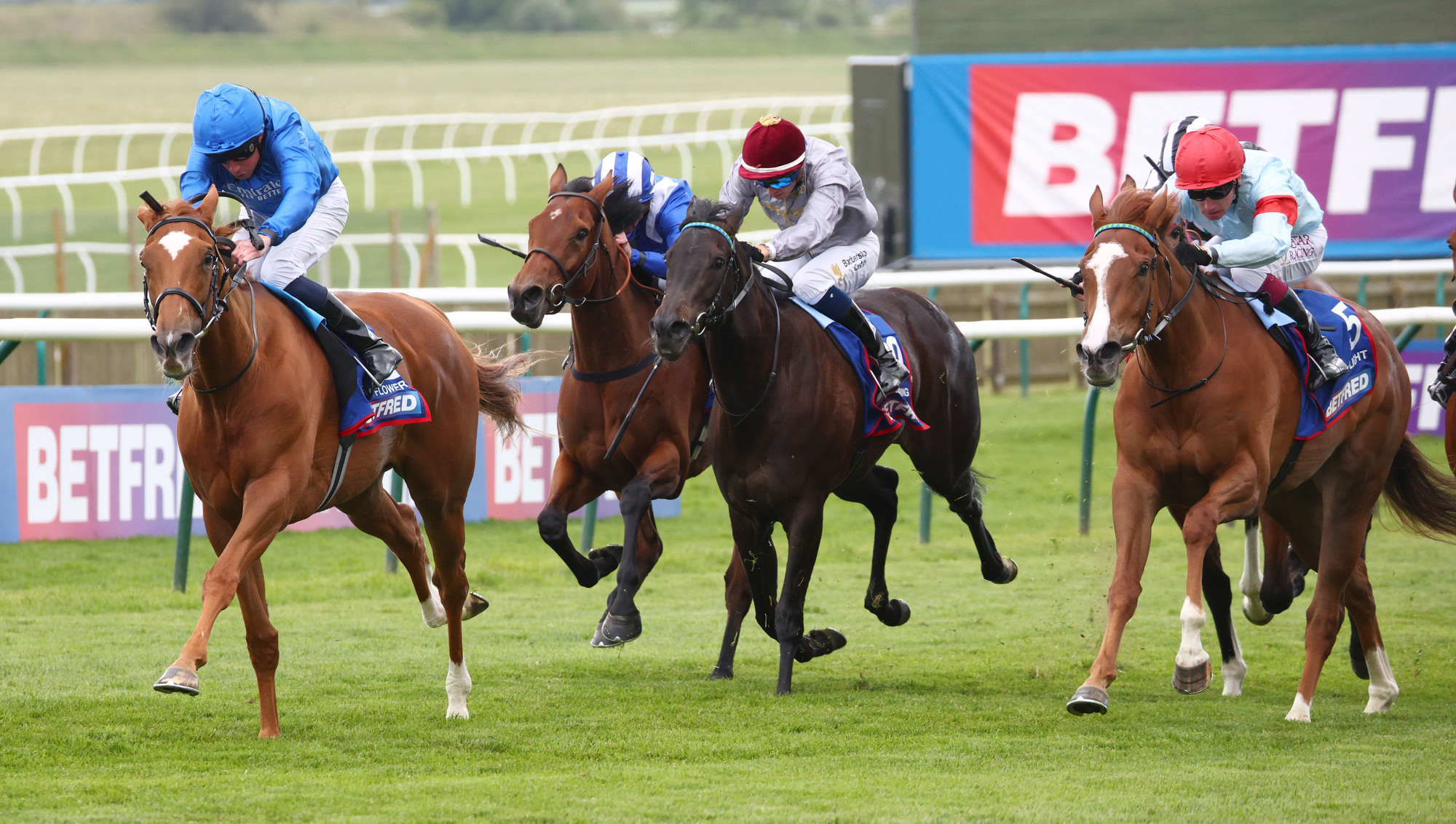NOT FOR PASSING: Desert Flower en route to an impressive victory in the 1000 Guineas at Newmarket last month.  	Picture: Healy Racing