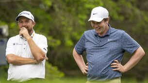 <p>CELTIC HUMOUR: Shane Lowry, left, and Robert MacIntyre share a laugh on the 11th tee during the first round of the Canadian Open golf tournament in Caledon, Ontario, Thursday, June 5, 2025. Pic:Frank Gunn/The Canadian Press via AP</p>