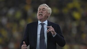 <p>Carlo Ancelotti during Brazil’s 0-0 draw at Ecuador (Dolores Ochoa/AP/PA)</p>