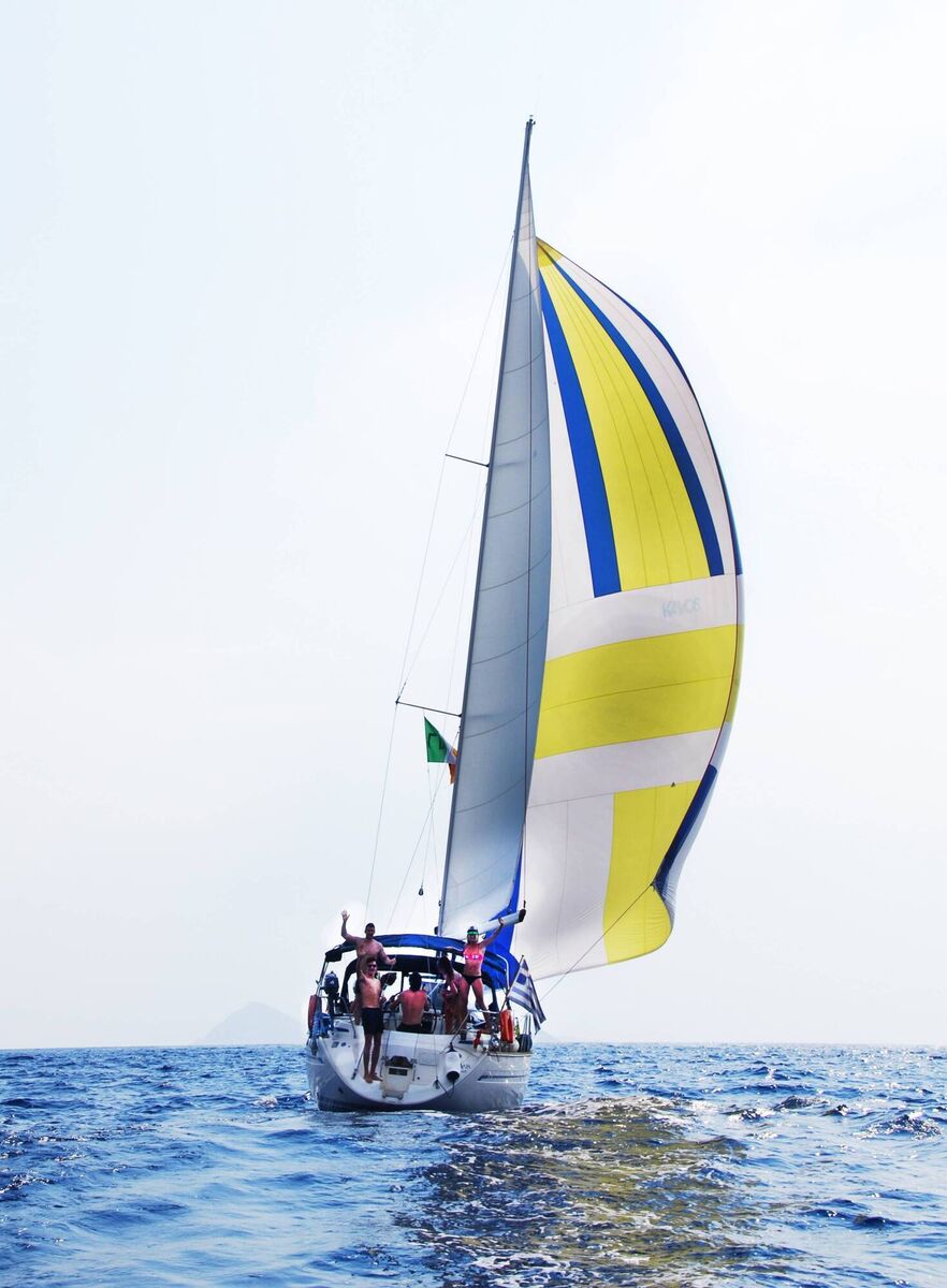 Pamela Lee sailing with friends.