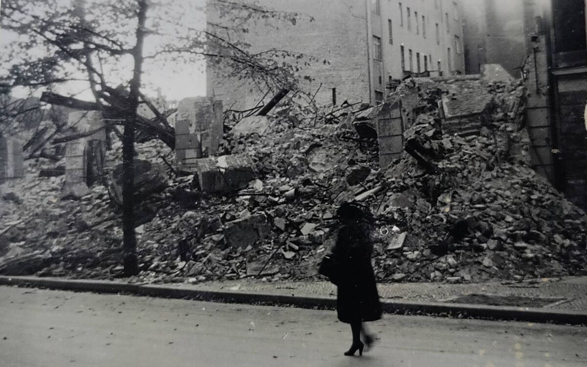 Damage in post-war Berlin. She lived there with her husband for two years after the war. Photo courtesy of the Sleeman family