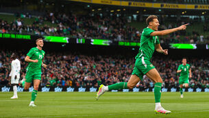 <p>Ireland’s Kasey McAteer celebrates scoring his side's opening goal against Senegal. Pic: ©INPHO/Ryan Byrne</p>