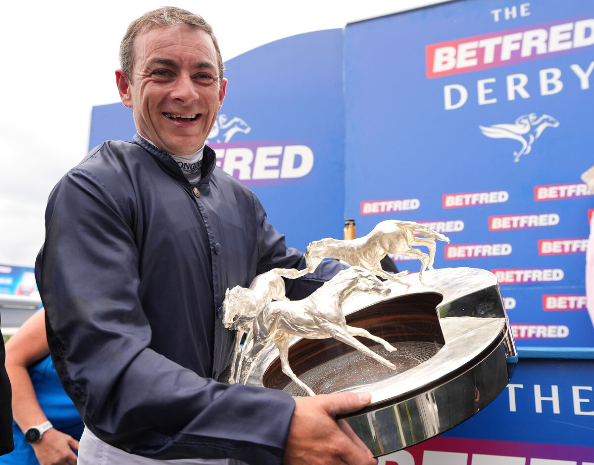 Lambourn winning jockey Wayne Lordan celebrates. Picture: Healy Racing