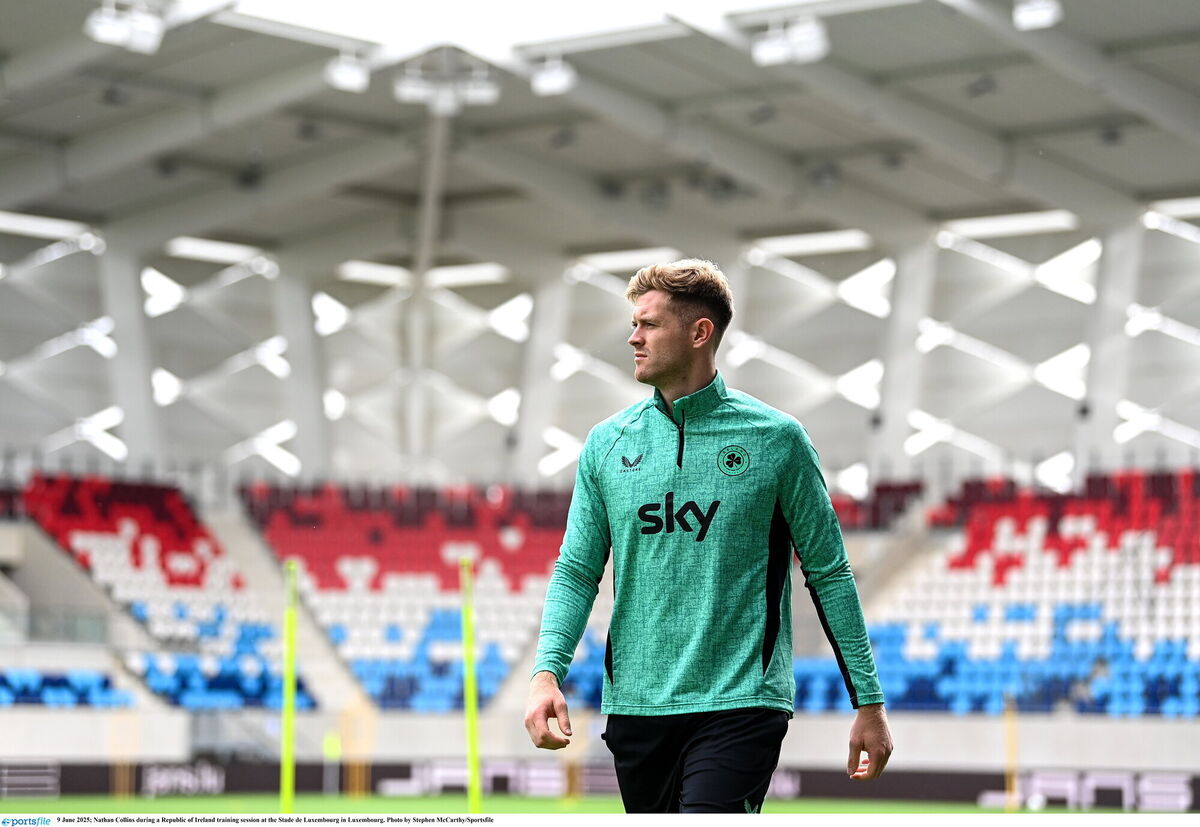 Nathan Collins during a Republic of Ireland training session at the Stade de Luxembourg. Pic: Stephen McCarthy/Sportsfile.