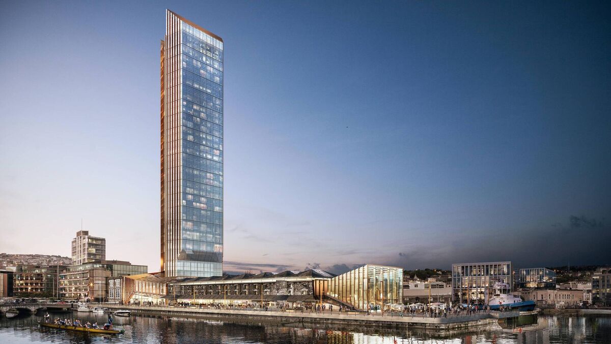 An artist’s impression of the proposed mixed-use development at the old Port of Cork site on Custom House Quay.