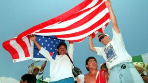 <p>A MOMENT: US fans celebrate the opening of the 1994 World Cup at Soldier Field in Chicago. File picture: Shaun Botterill/Allsport</p>