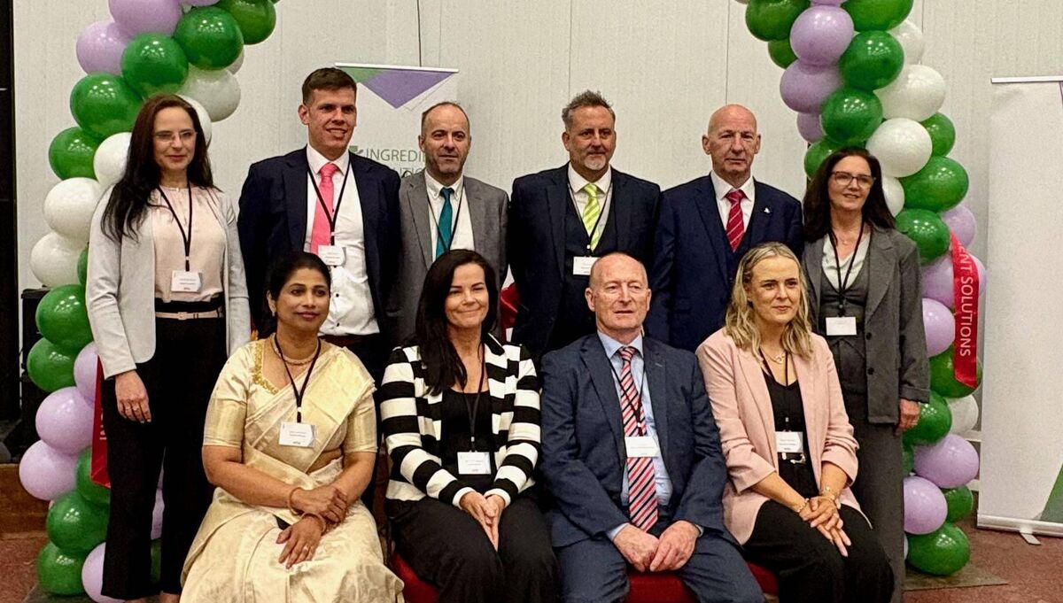 The Ingredient Solutions management team: Back row: Agnieszka Sobkow - company accountant; Tadgh Corkery, UK and Ireland sales manager; Paul Aherne, production Manager; Gary Davies, managing director; Ian Galletly, former managing director; Esther Linehan, HR and finance Manager. Front Row: Suma Lakshmana, technical manager; Karen O'Callaghan, export manager, Ted Healy factory manager, Claire O'Gorman - procurement manager. The Ingredient Solutions management team: Back row: Agnieszka Sobkow - company accountant; Tadgh Corkery, UK and Ireland sales manager; Paul Aherne, production Manager; Gary Davies, managing director; Ian Galletly, former managing director; Esther Linehan, HR and finance Manager. Front Row: Suma Lakshmana, technical manager; Karen O'Callaghan, export manager, Ted Healy factory manager, Claire O'Gorman - procurement manager.