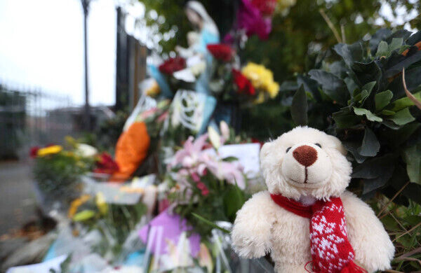 Tributes have been placed outside the halting site.